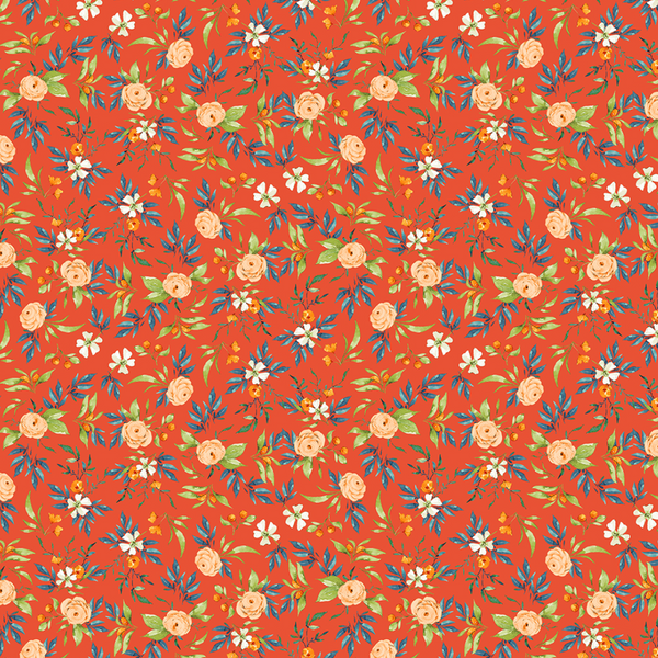 Bloom Wildly by Heatherlee Chan : Citrus Floral in Dark Orange : Clothworks