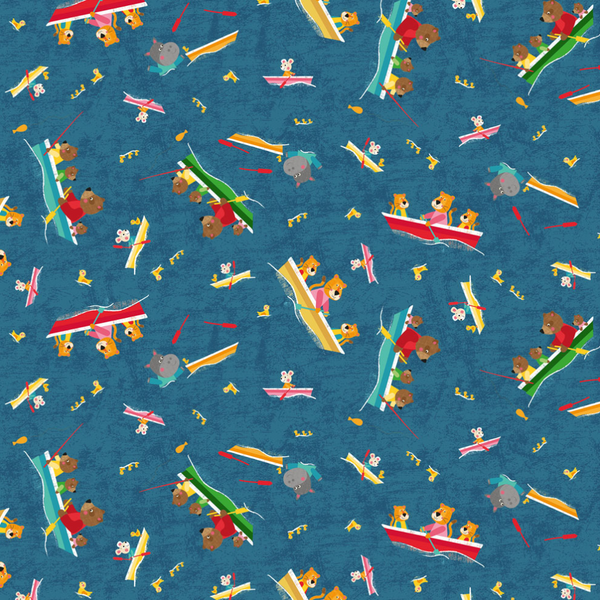 Play Time by Liza Lewis : Rowboats in Light Navy : Clothworks