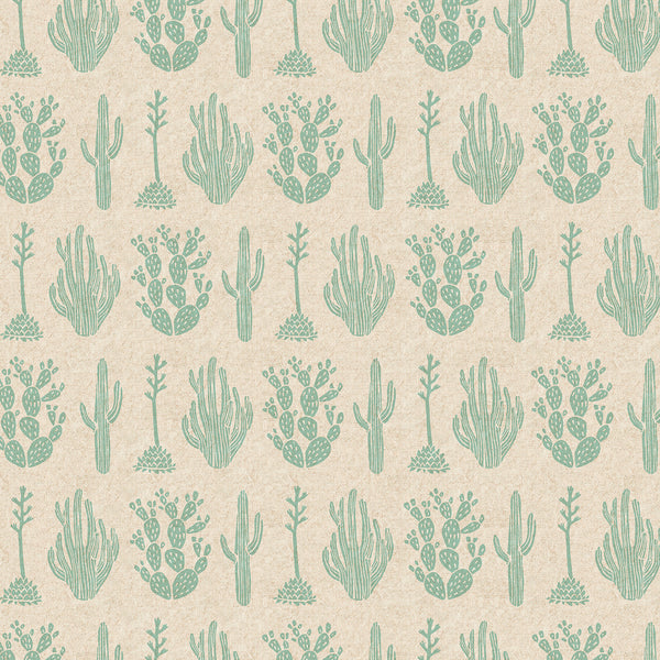 All the Through the Land by Amelie Manici : Desert in Aloe Vera : Cotton and Steel : Canvas