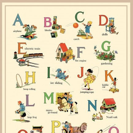 Vintage Treasures : Alphabet List : Michael Miller : Panel