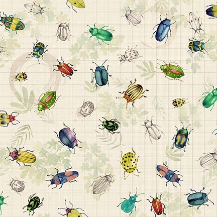 Explorer by Louise Nesbit : Beetles and Bugs in Beige : Michael Miller
