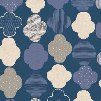 Mori No Tomodachi by Hitomi Osumi : Kumo in Dark Blue : Cotton and Steel : Canvas