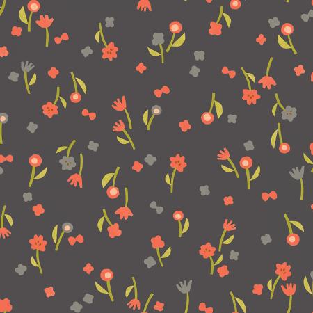 Neko and Tori by Itsuko Naka : Flower Picking in Charcoal : Cotton and Steel