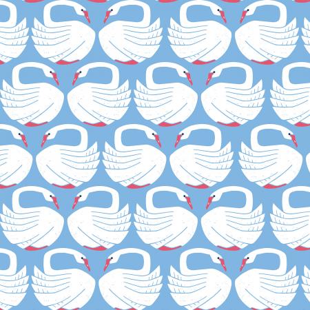 On a Spring Day by Loes van Oosten : Loving Swans in Clearlake : Cotton and Steel