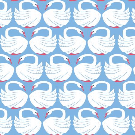 On a Spring Day by Loes van Oosten : Loving Swans in Clearlake : Cotton and Steel