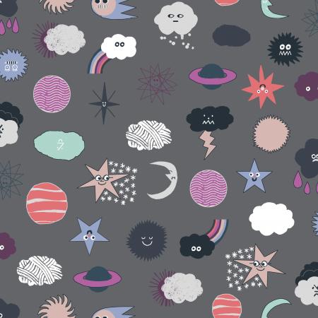 Across the Universe by Rob Hodgson : Stars and Clouds in Dark Gray : Cotton and Steel