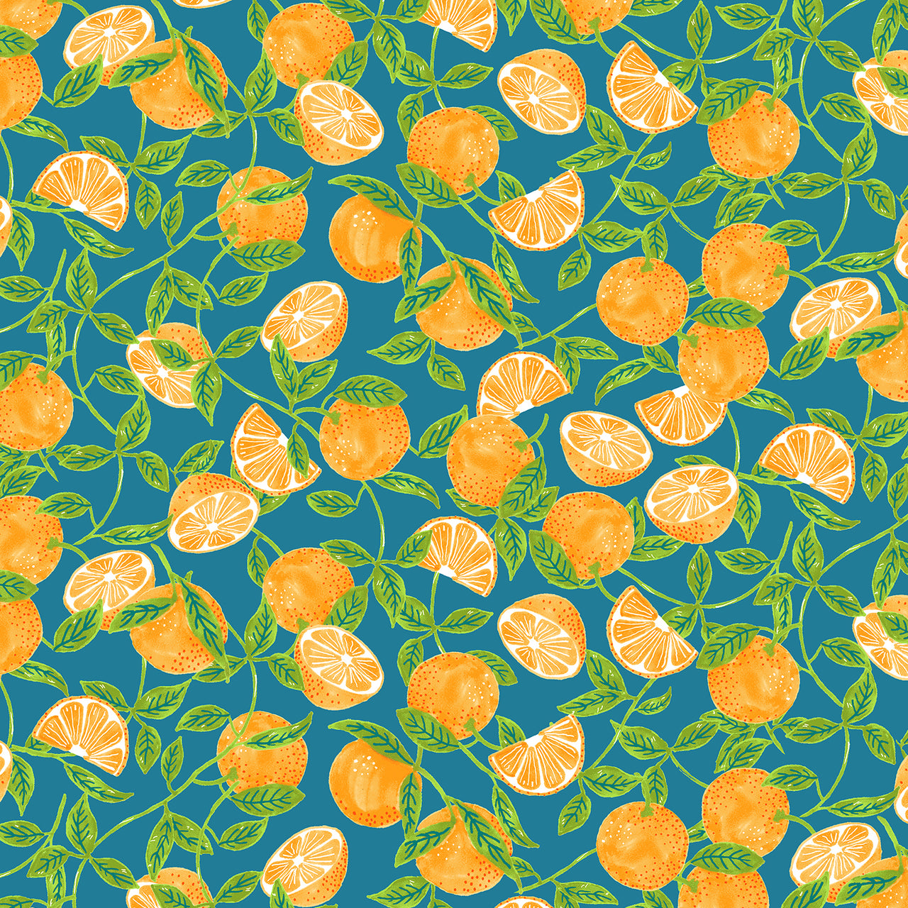 Citrus Garden : Tangerines in Teal : RJR
