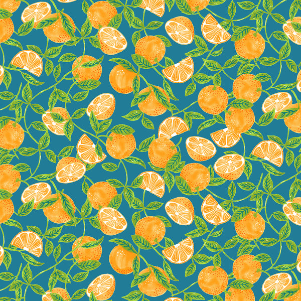 Citrus Garden : Tangerines in Teal : RJR