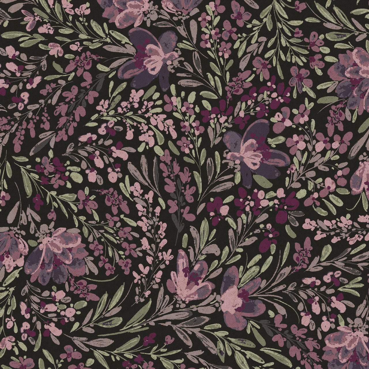 Butterflies in the Garden : Flowers in the Breeze in Imperial Purple : RJR : Canvas