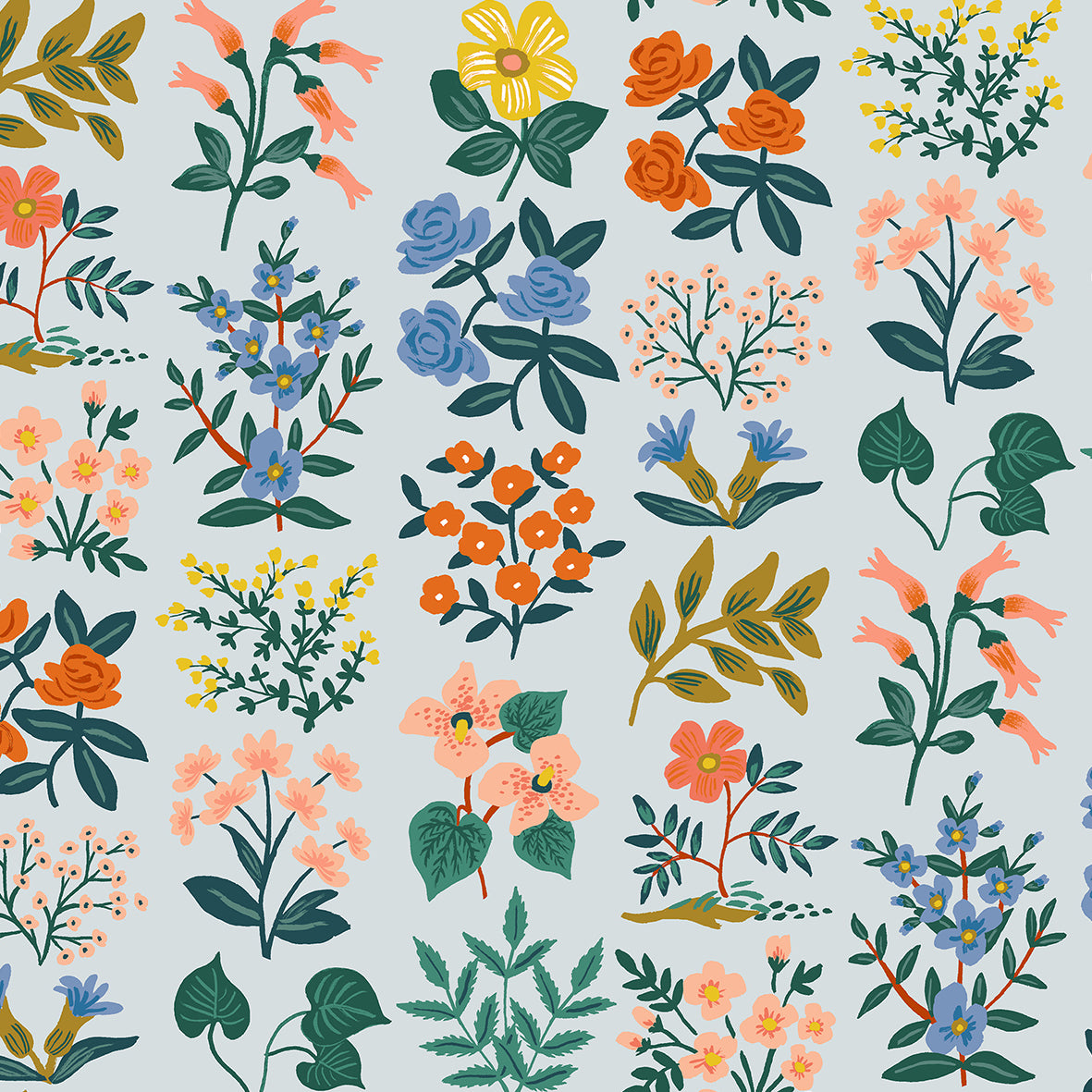 Meadow by Rifle Paper Co : Wildflower Field in Sky : Cotton and Steel : Lawn