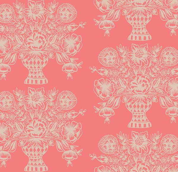 Meadow by Rifle Paper Co : Vase Block in Coral : Cotton and Steel