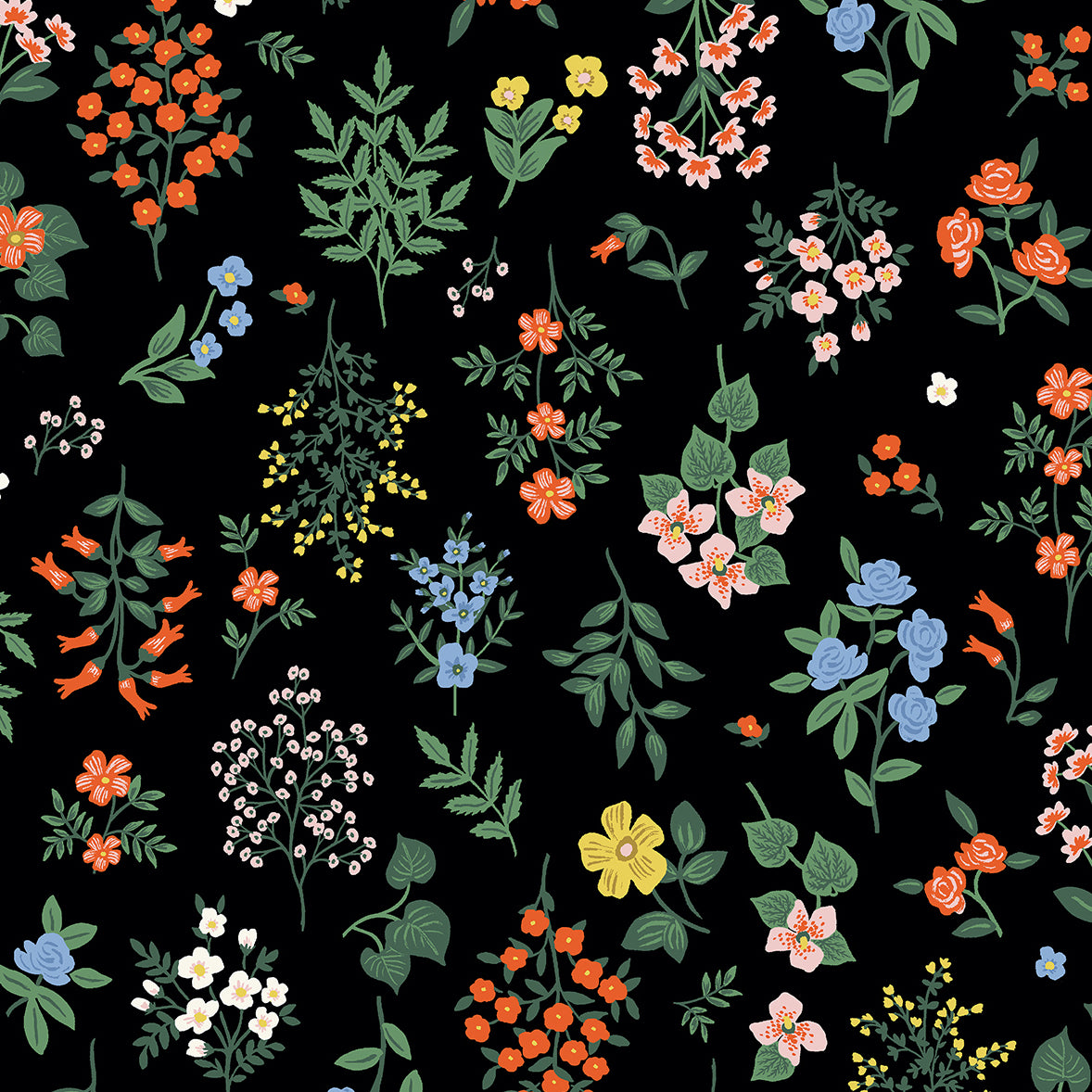 Strawberry Fields by Rifle Paper Co : Hawthorne in Black : Cotton and Steel