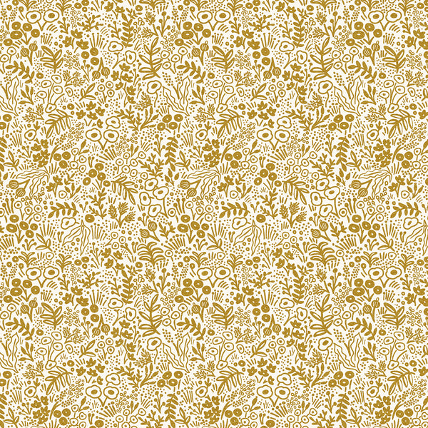 Rifle Paper Co Basics : Tapestry Lace in Gold Metallic : Cotton and Steel