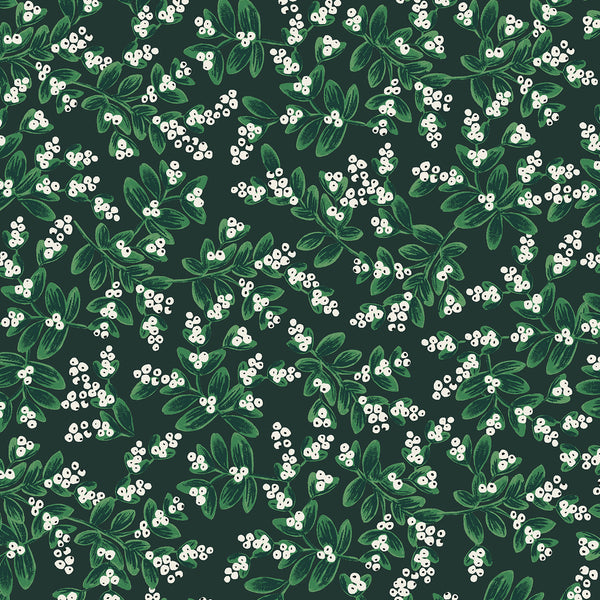 Holiday Classics by Rifle Paper Co : Mistletoe in Evergreen : Cotton and Steel