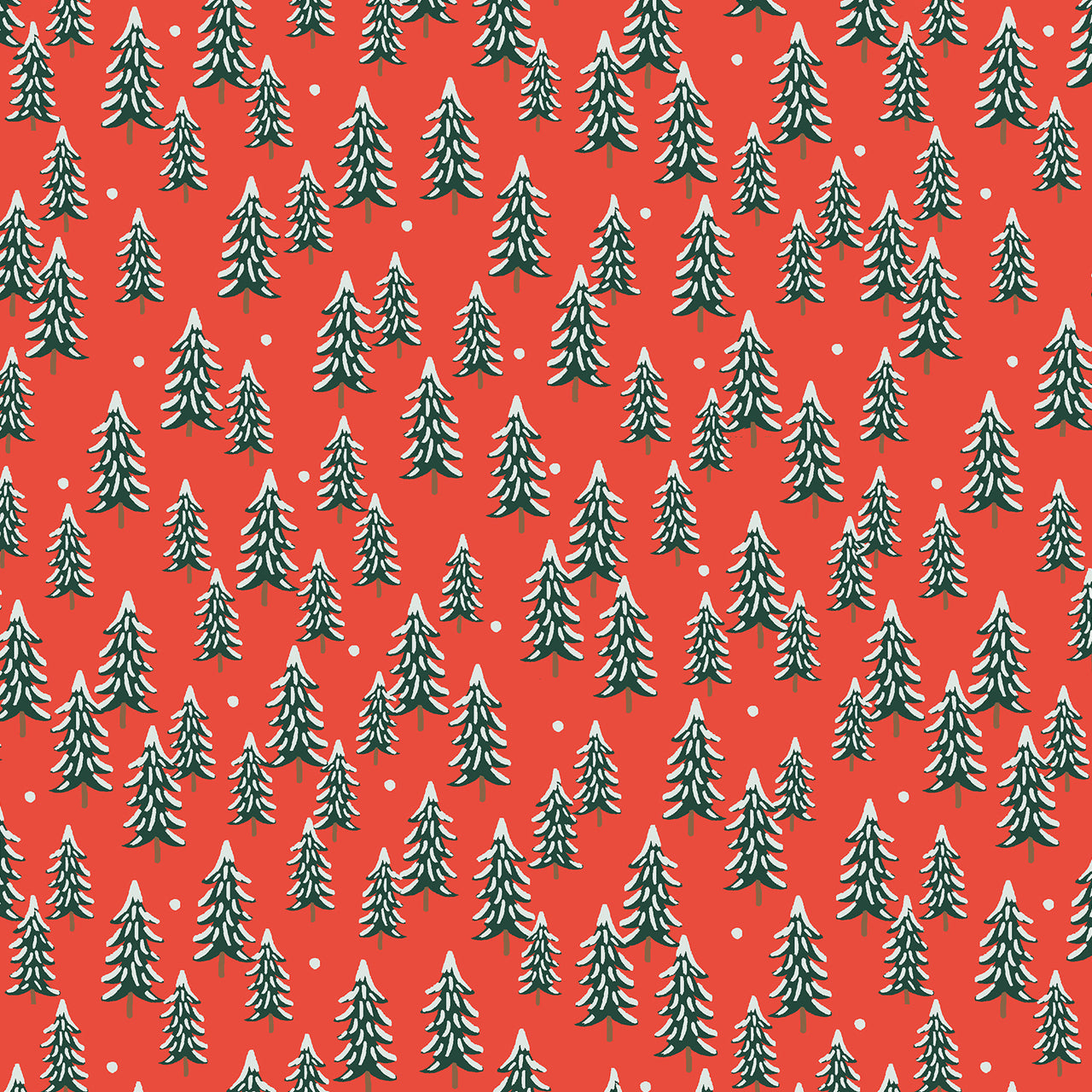 Holiday Classics by Rifle Paper Co : Fir Trees in Red : Cotton and Steel