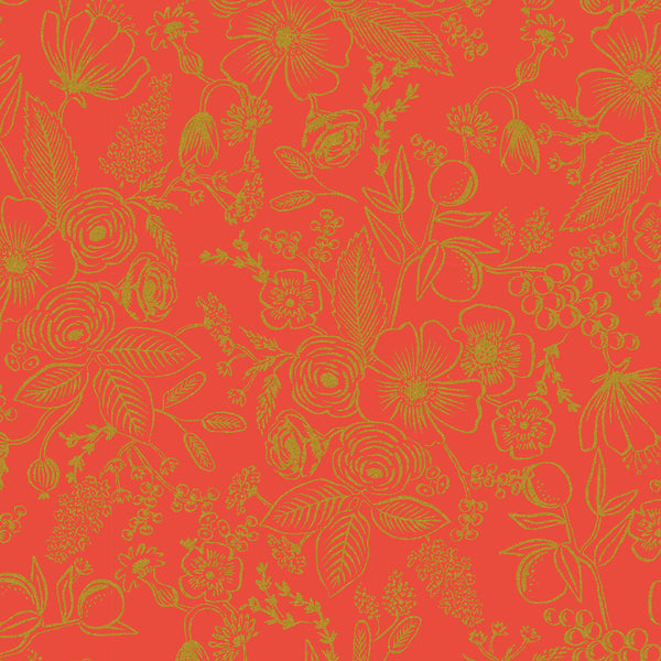 Holiday Classics by Rifle Paper Co : Colette in Red Metallic : Cotton and Steel