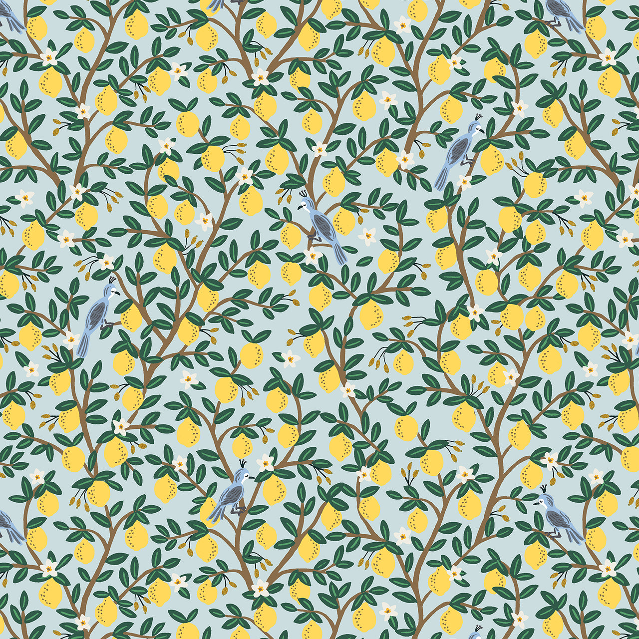 Camont by Rifle Paper Co : Lemon in Mint Metallic : Cotton and Steel
