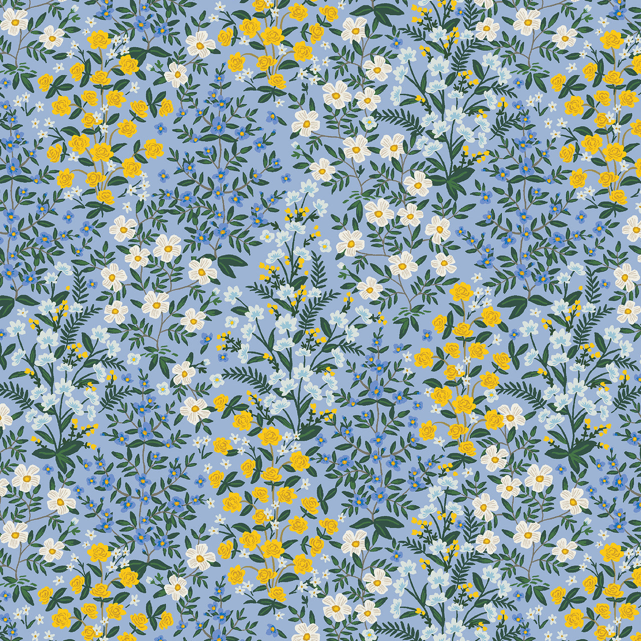Camont by Rifle Paper Co : Wildwood Garden in Blue : Cotton and Steel