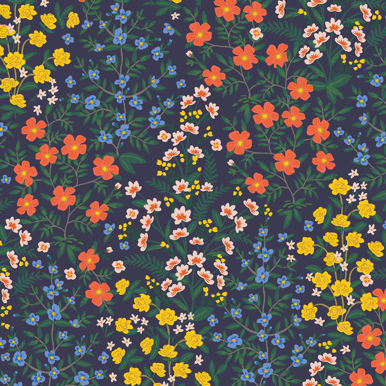 Camont by Rifle Paper Co : Wildwood Garden in Navy : Cotton and Steel : Canvas
