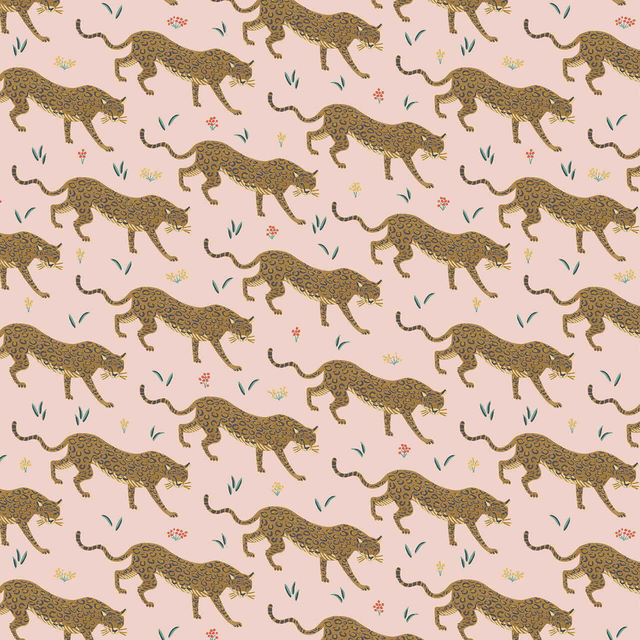 Camont by Rifle Paper Co : Jaguar in Blush Metallic : Cotton and Steel