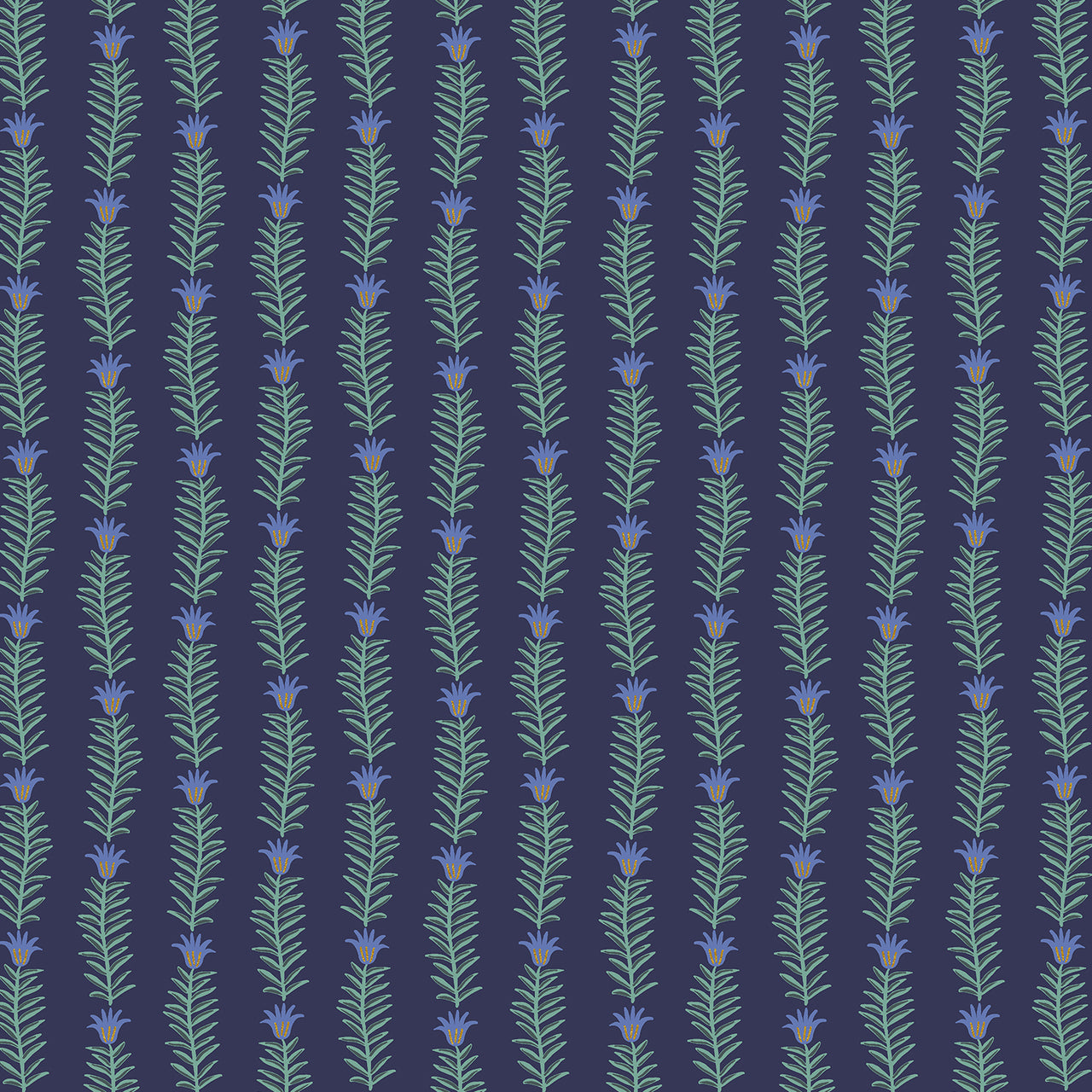 Camont by Rifle Paper Co : Rousseau Vine in Navy Metallic : Cotton and Steel