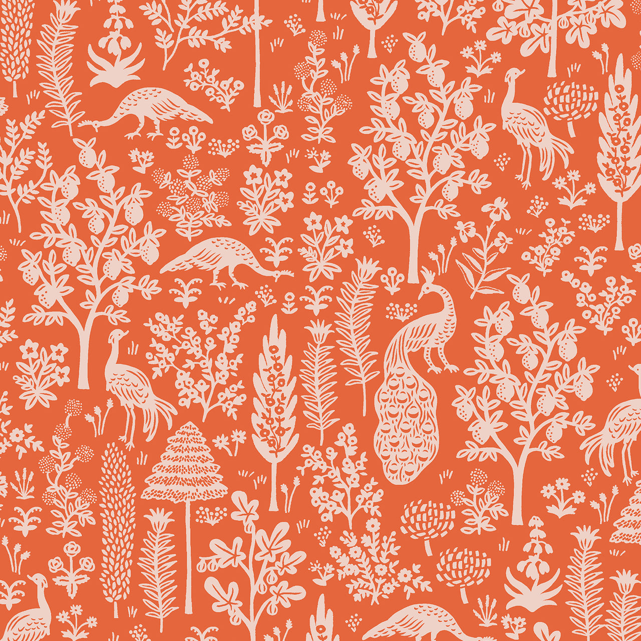 Camont by Rifle Paper Co : Menagerie Silhouette in Orange : Cotton and Steel
