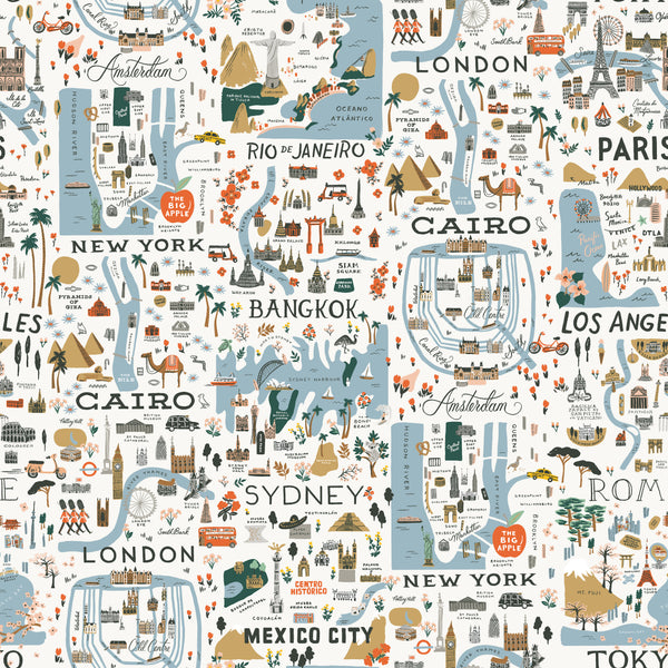 Bon Voyage by Rifle Paper Co : City Guide in White : Cotton and Steel