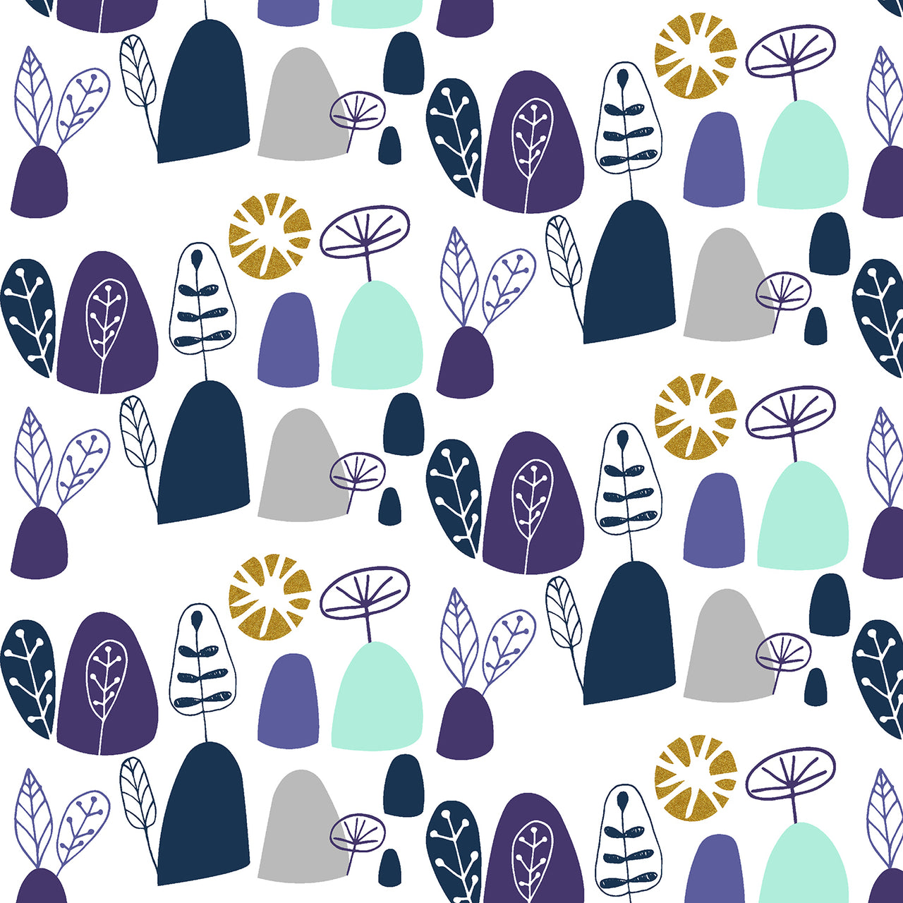 Mountains, Rocks, and Pebbles by Vanessa Binder : Rocky Mountains in Gentle Violet : Cotton and Steel