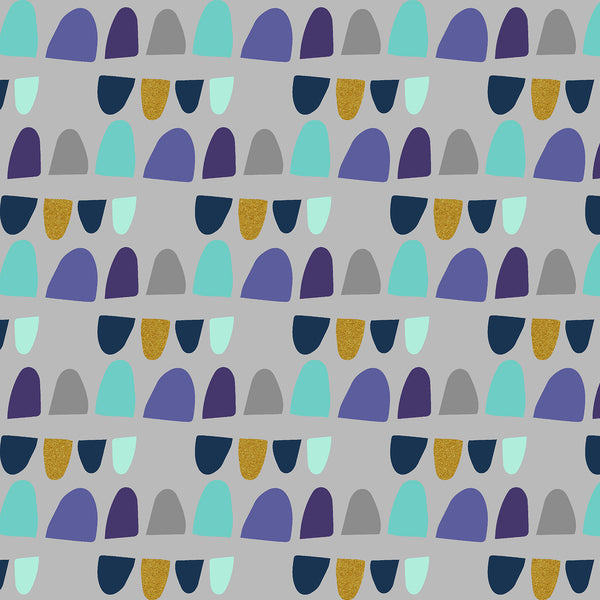 Mountains, Rocks, and Pebbles by Vanessa Binder : Rolling Hills in Summer Green : Cotton and Steel